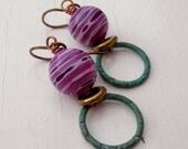 Mod Like You - purple earrings, turquoise jewelry, green earrings, polymer earrings