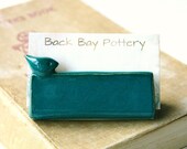 Blue Bird Business Card Holder - Dark Teal - French Country