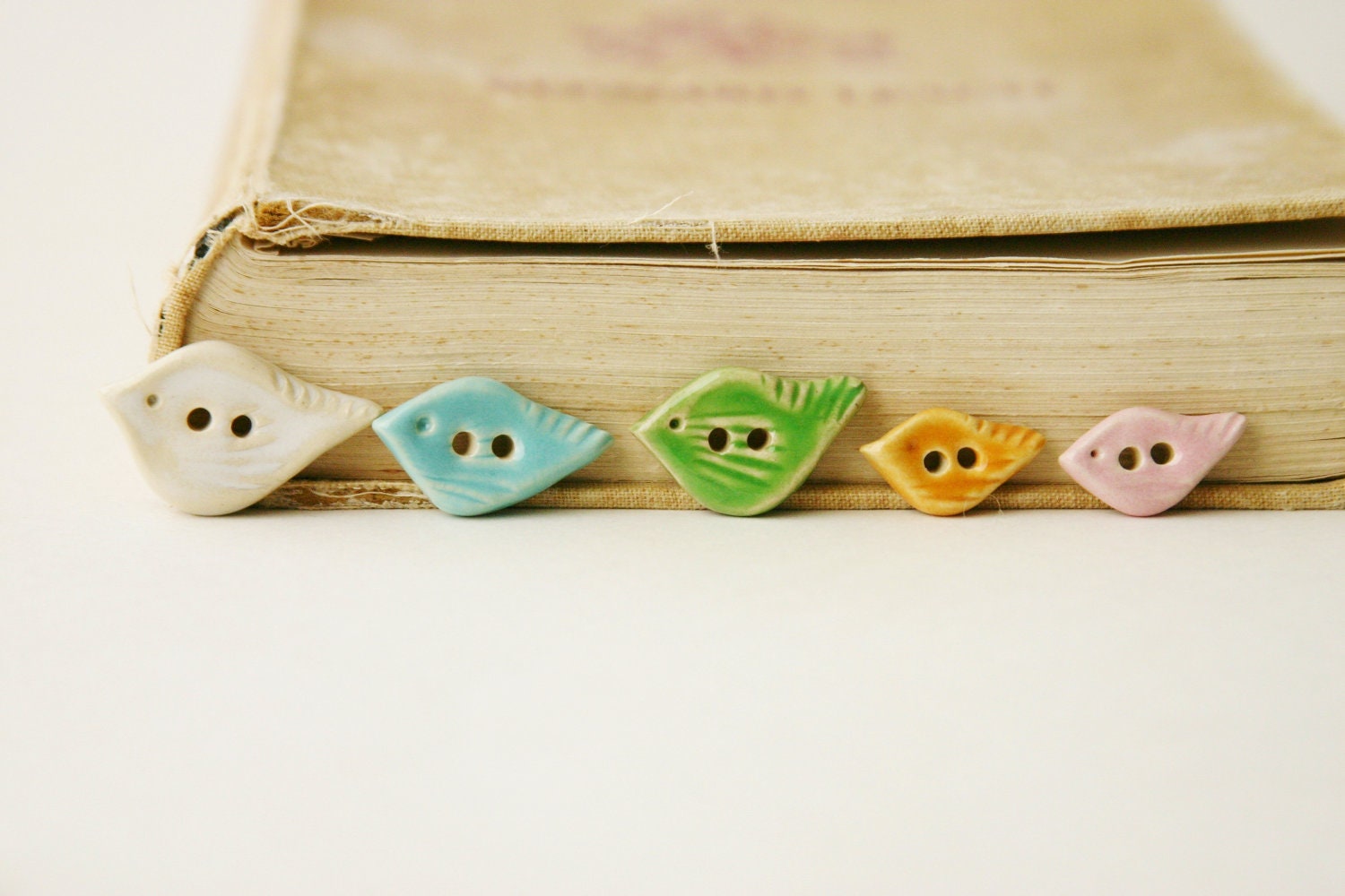 Love Bird Buttons - Choose Your Color - 32 Choices - Handmade Ceramic - Bright Colors - BackBayPottery