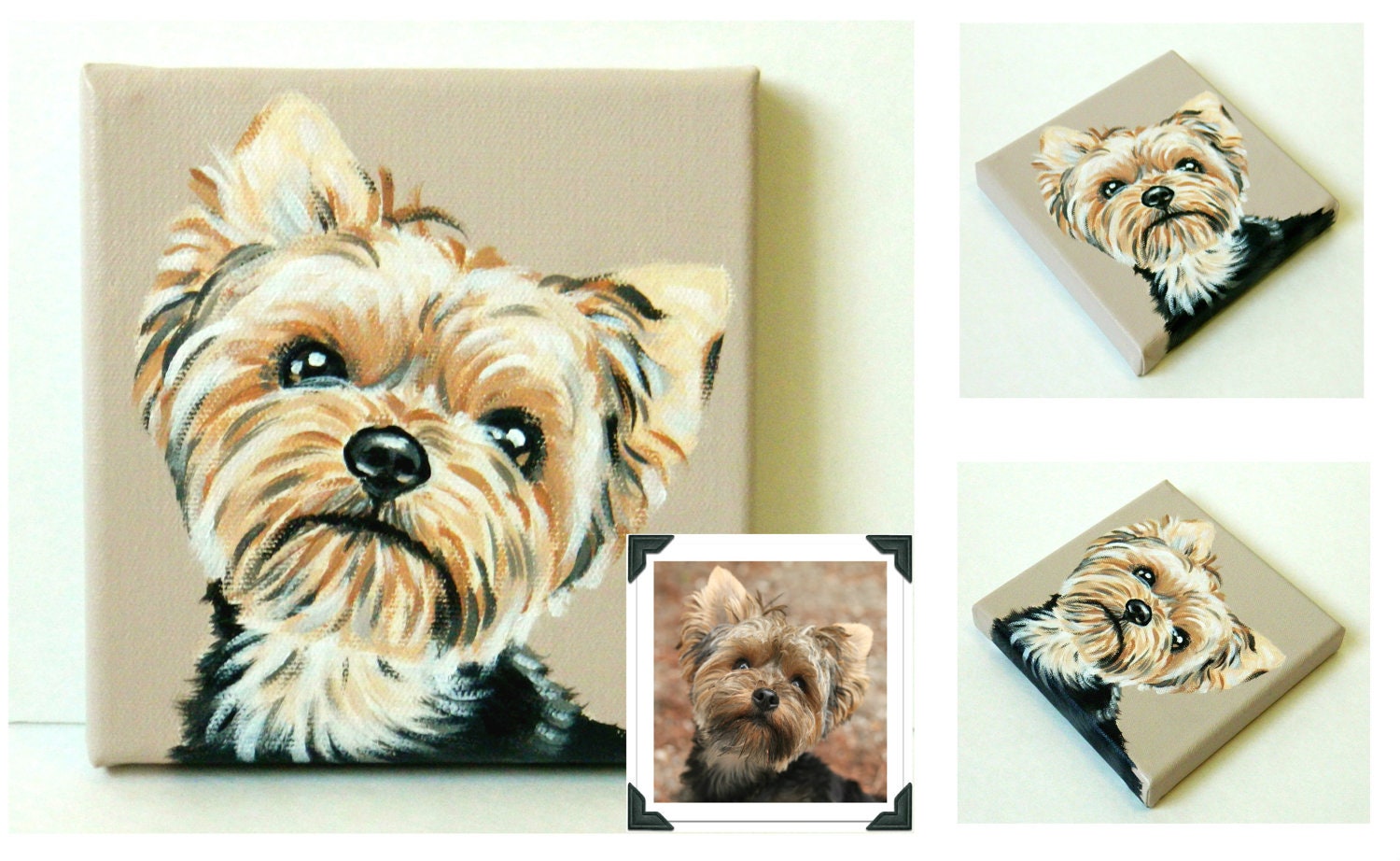 Custom Dog Portrait / Custom Pet Portrait / Custom Portrait -1 Pet - Close-Up Solid background (6x6x0.75inch) Original Painting on Canvas
