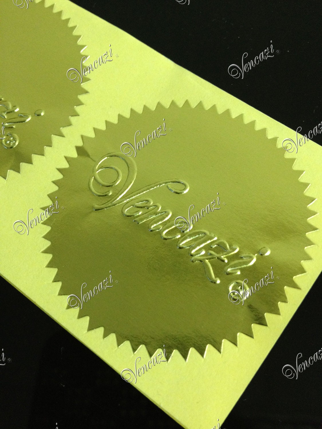 2" Serrated Ready Made Custom Logo Seal Sticker 100pcs Pack - Golden Foil (plus GIFT)