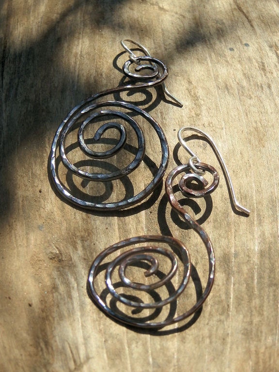 Great With Child - Copper Spiral Earrings