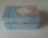 Perfect Together Ring Bearer Box Wedding Ring box blue and silver Decoupage Box