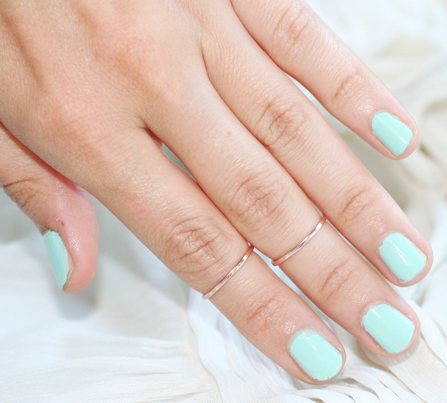 DOUBLE ROSE Set of 2 KNUCKLE Rings Size 4-5