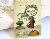 ACEO ATC Limited Edition Print (50 prints available), Whimsical Illustration - In My Island by Amalia K