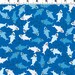 SHIVER ME TIMBERS by the 1/2 yard blue white sharks swimming cotton Fabric by Clothworks