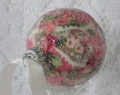 French Cottage Ornament, Glitter Pink Shabby Chic