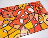 ACEO - Life - Abstract Glitter Orange Design - Original Art OOAK ATC Small Art
