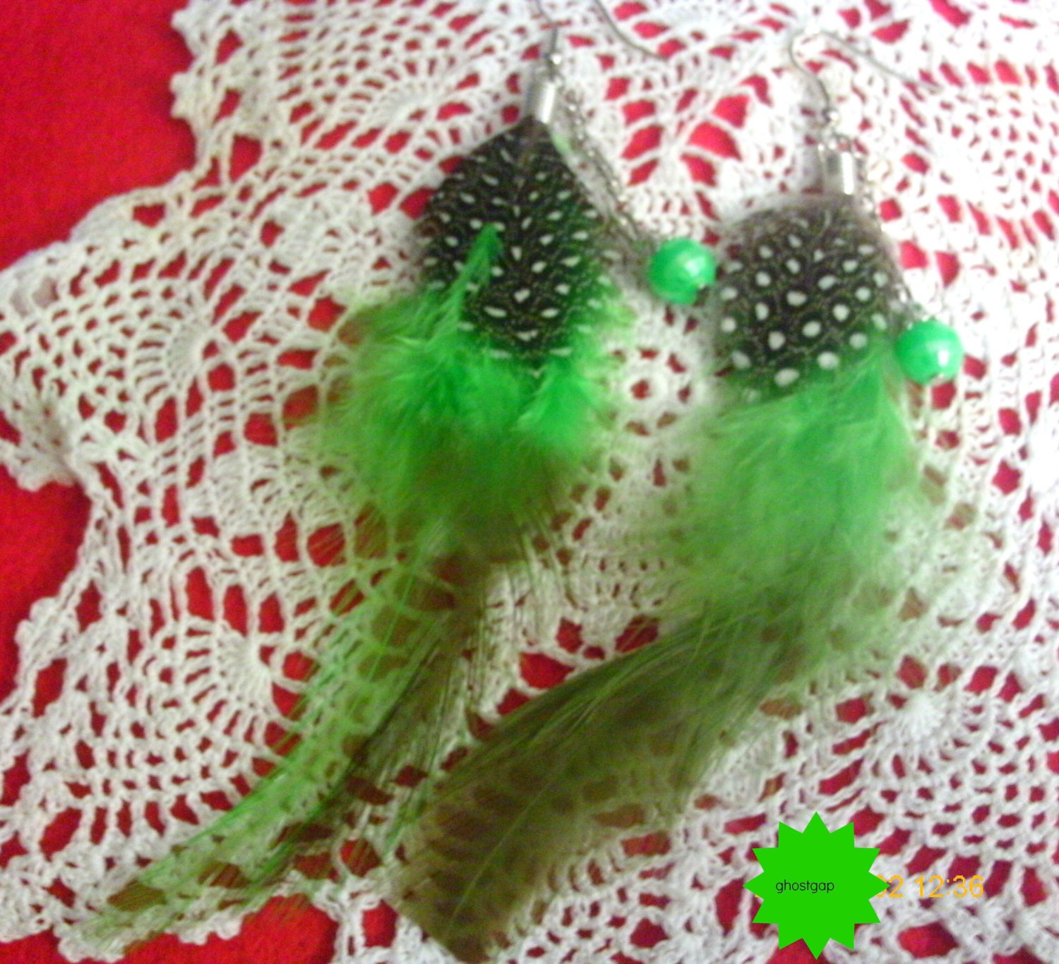 Green Feather Earings