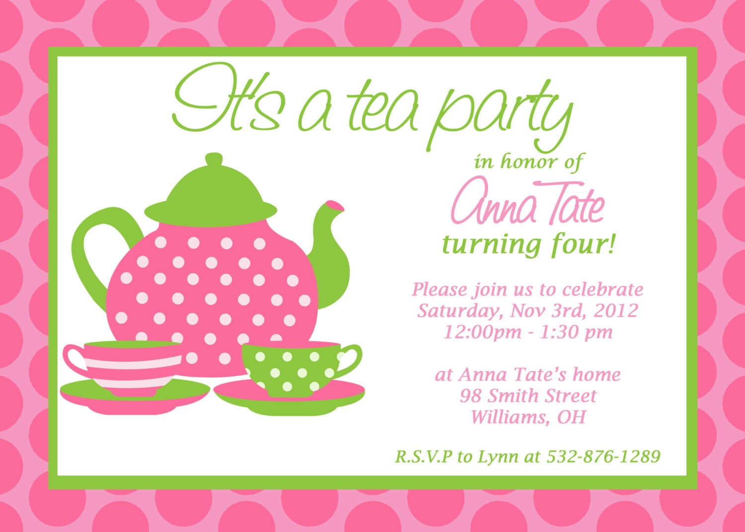 Custom Printable Tea Party Invitation Il_570xn