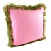 PINK LINEN PILLOW Cover - 18" X 18" With Deep Lime Green Fringe