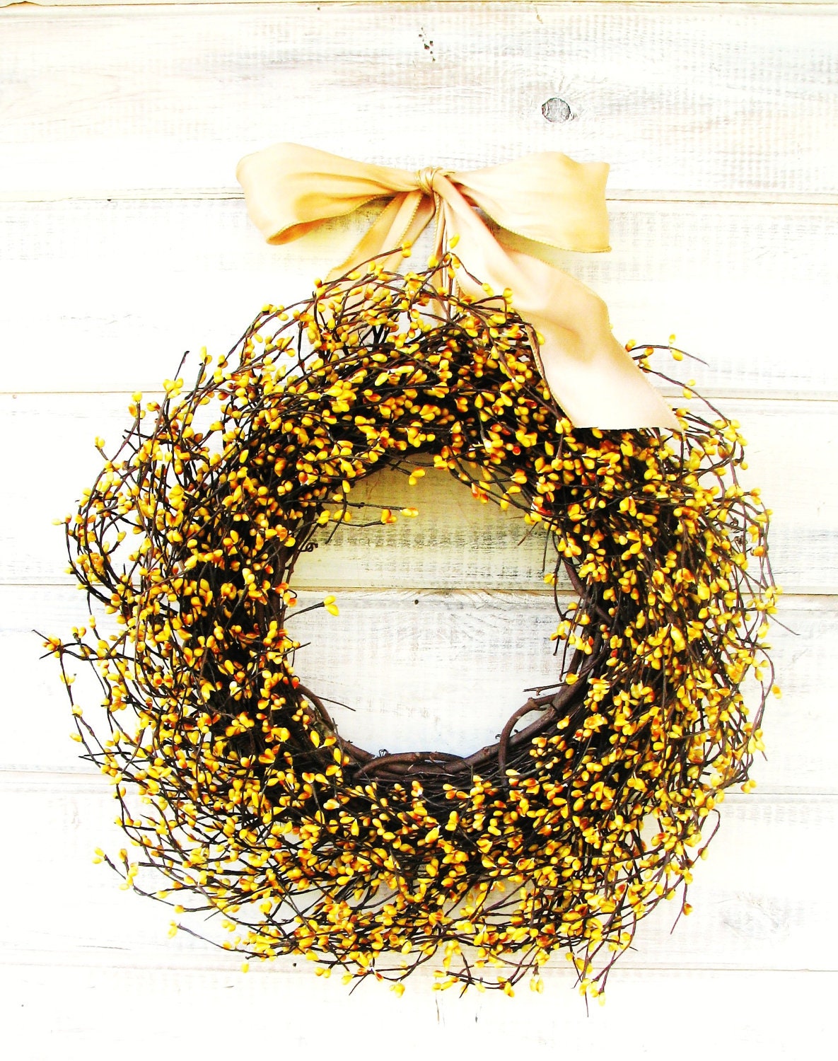 YELLOW LEMON BERRY Wreath-Spring Door Wreath-Easter Wreath-Rustic Home Decor-Scented Ice Lemon Danish- Custom Choose Scent & Ribbon