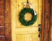 BURLAP BOXWOOD-Large Grapevine Door Wreath-Artificial Boxwood Wreath-Fall Wreath-Summer-Scented Apple Cinnamon-Choose Scent