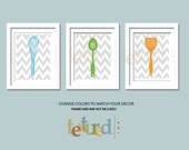 Kitchen Art Prints - Subdues Chevron Kitchen- 8X10 Inches, Other sizes