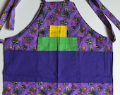 Childrens Girls Purple Butterfly All-Purpose Apron (size 5-6)
