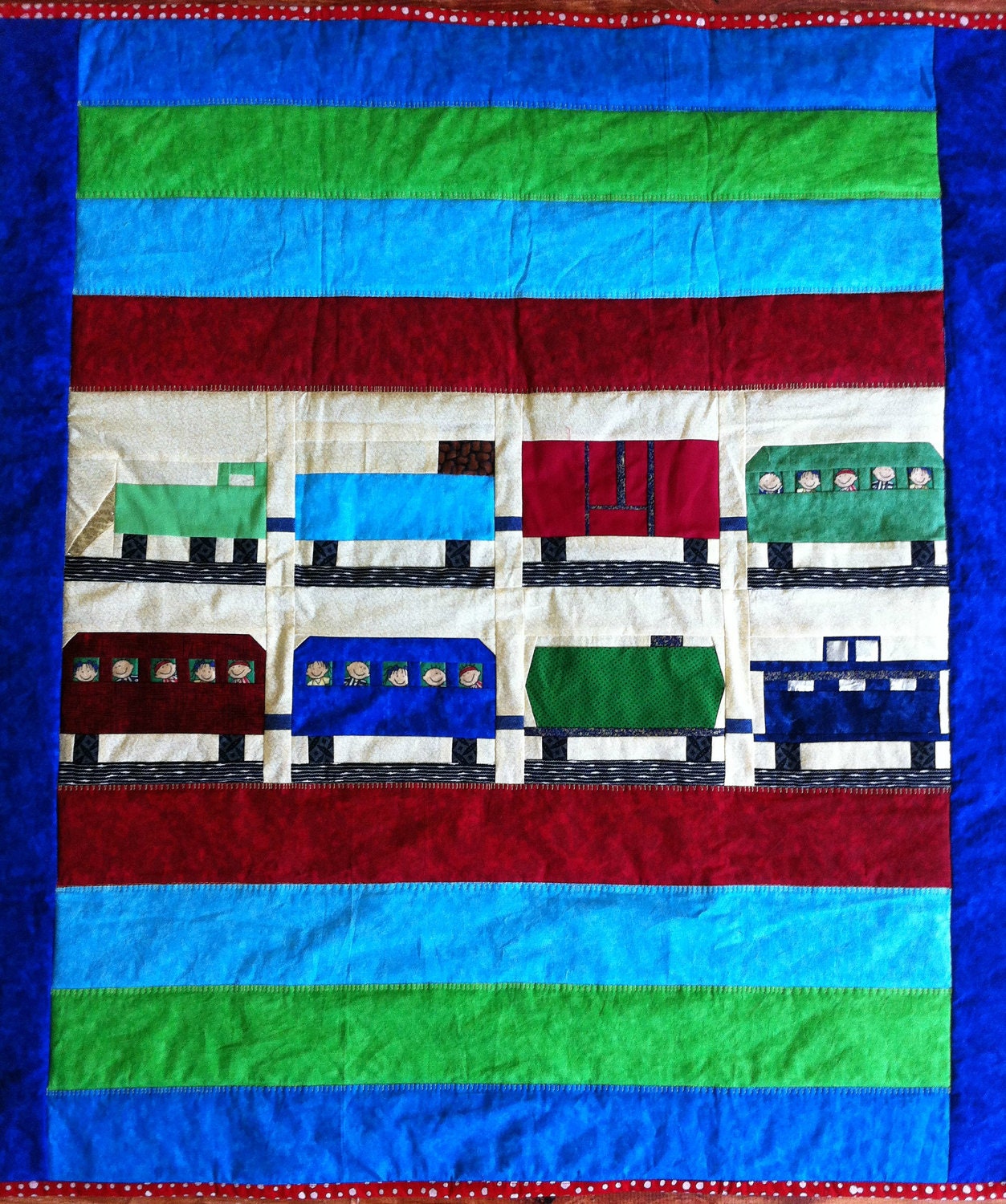 Boys Train Tummy Time Activity Mat or Baby Crib Quilt