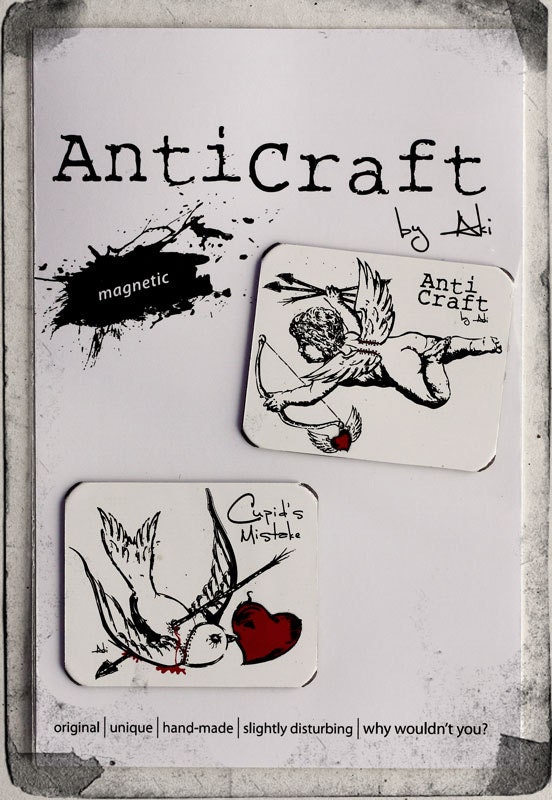 Cupid's Mistake - Zombie Swallow & Cupid Fridge Magnet