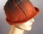 Assymetrical retro hat, brown and black felt cloche, 1920s inspired hat, art deco fashion, 20s accessory, winter hat