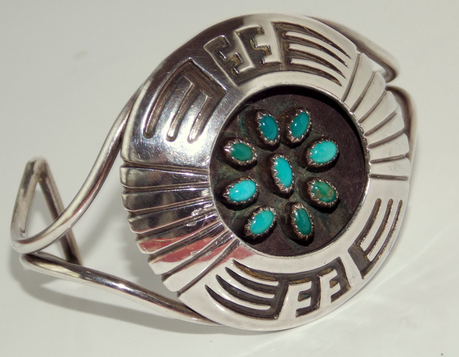 Navajo Signed Turquoise Cuff Bracelet