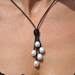 Freshwater Pearl and Leather Necklace - 5 Pearl Black Lariat Necklace - Pearl and Leather Jewelry Collection