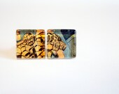 Recycled vintage comic book puzzle cufflinks