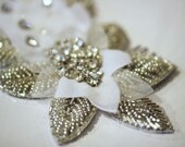 Bridal Hair Comb/Head Piece with Hand Cut Silk Petals and Vintage Rhinestones