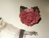 Rose Ring Burgundy Filigree Resin Flower Jewelry Valentines Jewelry