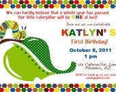 PRINTABLE Caterpillar Themed Birthday Party Invitation-DIY printable party invitations by Luv Bug Design