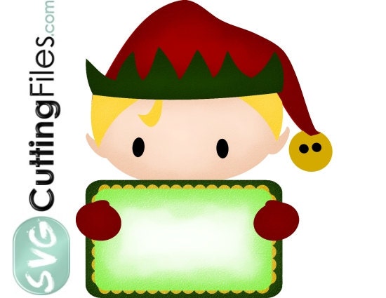 Elf with sign holiday christmas SVG cutting files cricut  silhouette cutting machines,  for card making and scrapbooking