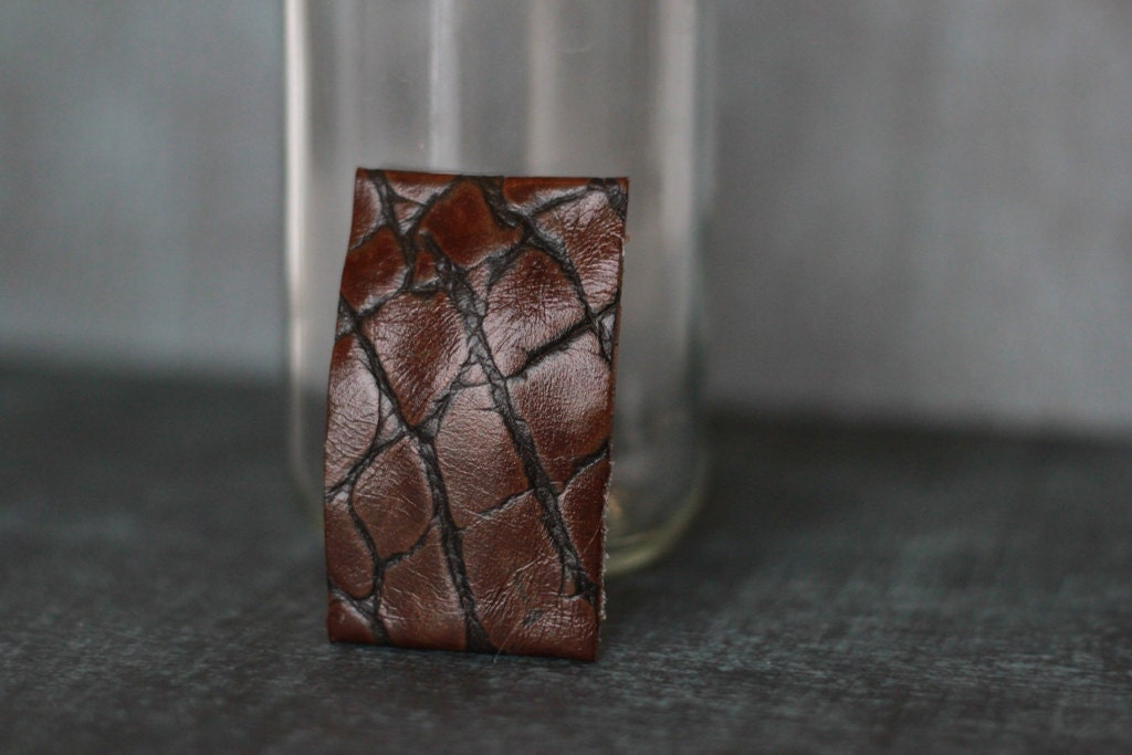 Simple Leather Hair Clip. For Her. For Baby. For Teens. Dark Brown. Textured. Natural.