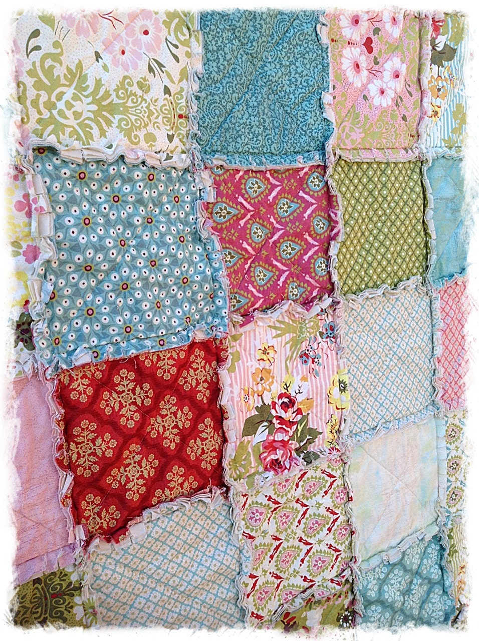 Rag Quilt - King Size - Hello Luscious Made to Order Modern Handmade Bedding