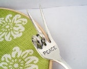 Peace Fork, Hand Stamped Garden Decor, Plant Decoration, Herb Marker, Recycled Vintage Fork