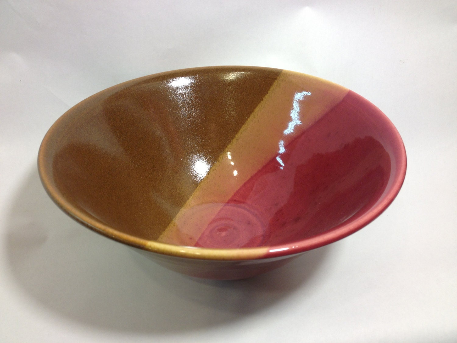 Large Fruit Salad Serving Bowl Cranberry and Sienna