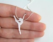 Dancer Necklace Pendant - Silver Ballerina Necklace - Ballet Dancer Silhouette - Ballet Jewelry - Hand Cut