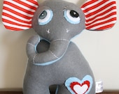 BOObeloobie Ebby the Elephant in Grey, red, white and blue
