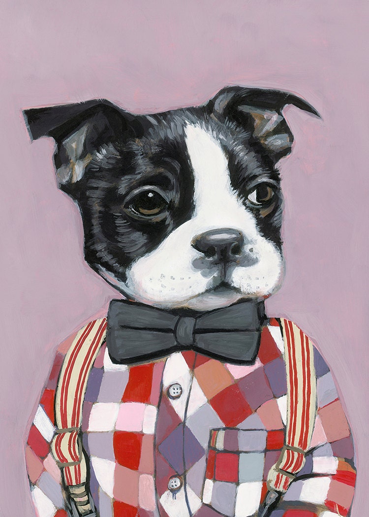 Charlie -8.5 x 11 -Matte Print  - Dogs In Clothes by Heather Mattoon