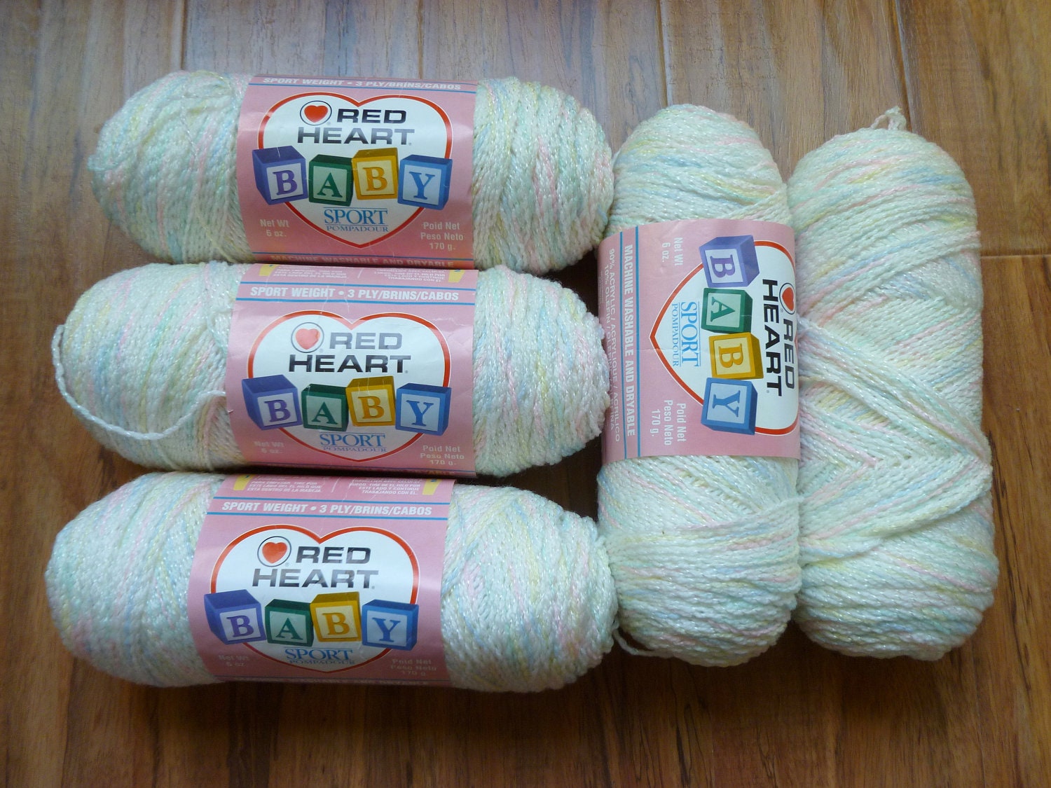 Red Heart baby sport yarn lot of 5 Baby Print by