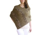 Knit Poncho in Military Green - Wool Cape - Wrap  - Women Teens Accessories - Spring Fall Winter Fashion - Autumn Shawl
