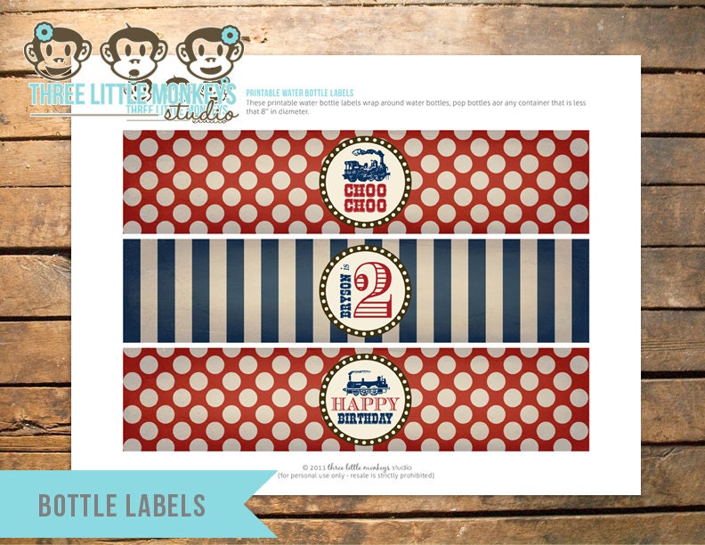 Personalized Vintage Train Water or Soda Bottle Labels Il_170x135