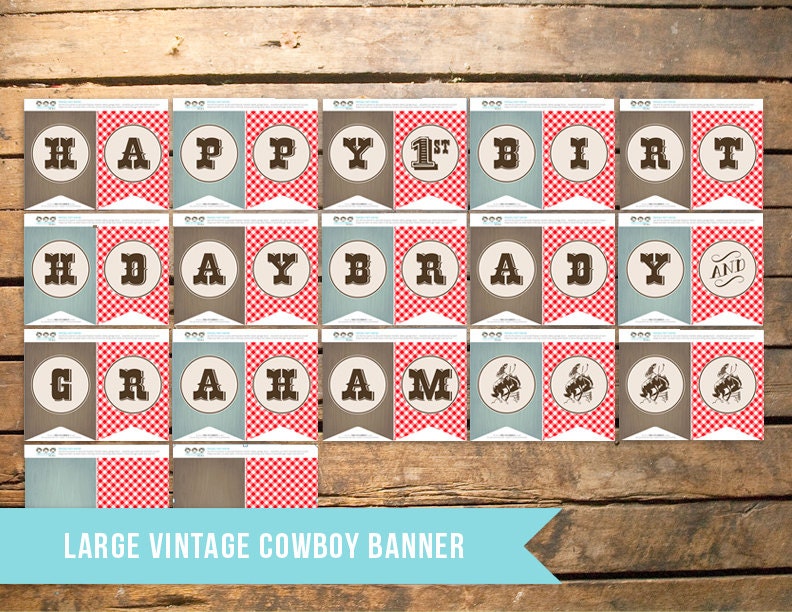 Personalized Vintage Cowboy Banner Il_570xn