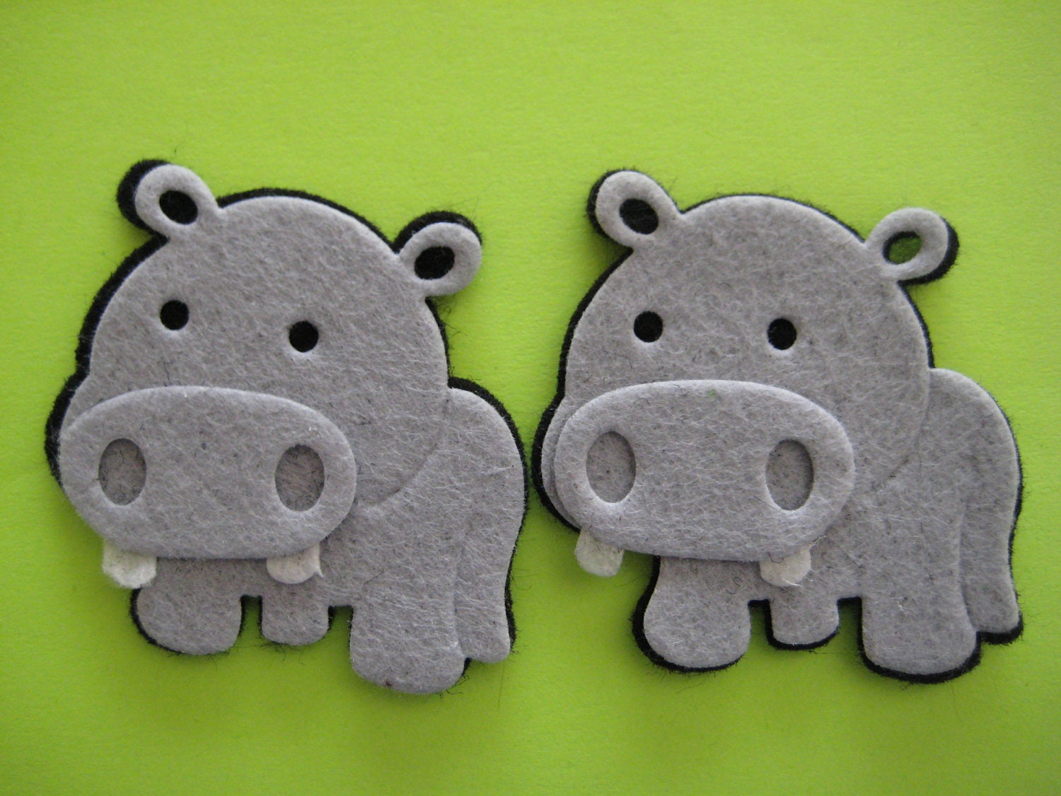Hippo Felt  Animal Ornaments for Zoo, Forest, Safari, Jungle Theme, Crafting, Embellishment, Party Favors, 6 pieces 2" x 2", 50 mm x 50 mm