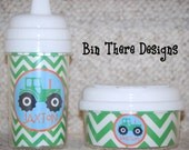 Personalized Spill Proof Sippy Cup and Snack Container - Tractor