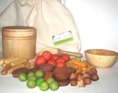 Pasta in a bag set.  Play kitchen wooden food.
