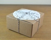 10 KRAFT pinstripe 4 x 4 x 2 inch boxes for gift and favor packaging