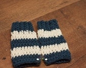 Crochet Blue and Cream Legwarmers