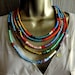 Chieftain-Fiber Art Rope and Bead Tribal Statement Necklace CONFETTI MULTI Blue Red