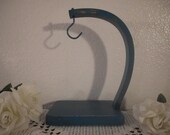 Rustic Aqua Turquoise Teal Banana Stand Wooden Distressed Hanger Kitchen Organizer Beach Cottage Coastal Living Home Decor Shabby Chic Wood
