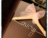 Personalized Children's Decorative Wooden Wire Hanger w/ Tulle Bow