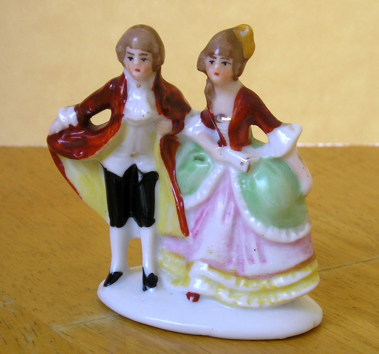 Vintage miniature Victorian Colonial lady gentleman couple porcelain doll figurine Germany