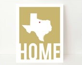 Texas State Art Silhouette Print Home State Art 8x10 Home typography Khaki Home Wall Art